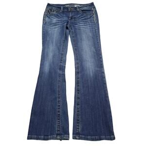 Miss Chic Pants Womens 9 Blue Denim Flat Front Mid Rise Bootcut Pockets Jeans